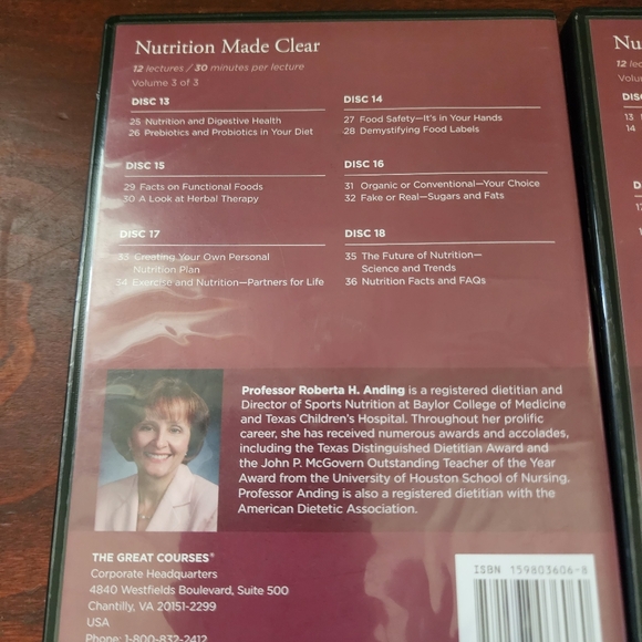 The Great Courses Nutrition Made Clear Volume 1-3 / 18 Disc CD's / Anding - Picture 4 of 9